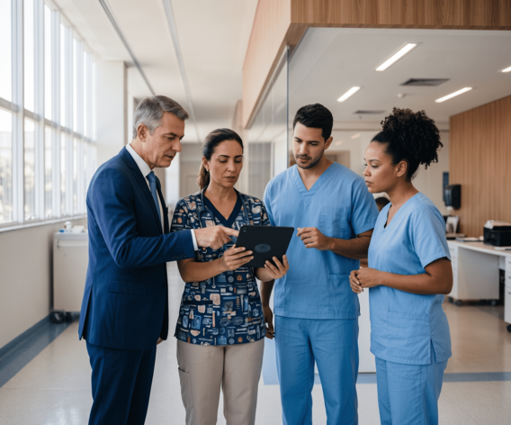 Equipe médica em atendimento